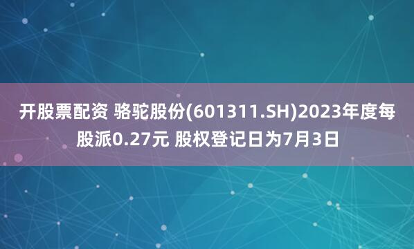 开股票配资 骆驼股份(601311.SH)2023年度每股派0.27元 股权登记日为7月3日