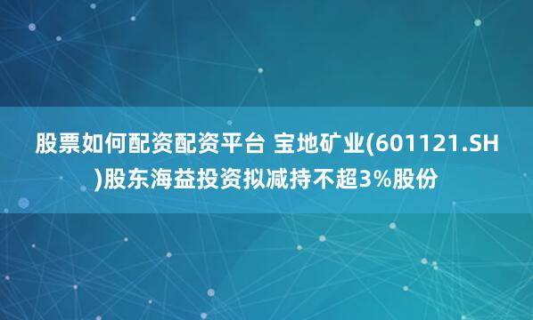 股票如何配资配资平台 宝地矿业(601121.SH)股东海益投资拟减持不超3%股份