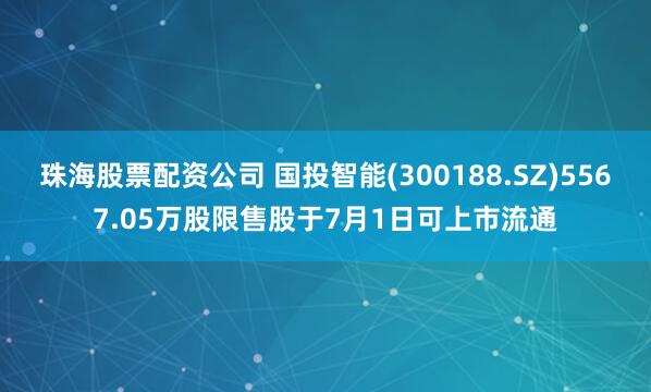 珠海股票配资公司 国投智能(300188.SZ)5567.05万股限售股于7月1日可上市流通